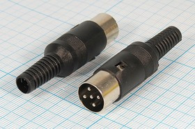 Штекер DIN, 5 контактов, на кабель; №1299 штек DIN\ 5P[90]\каб\пл хвост\\[C]