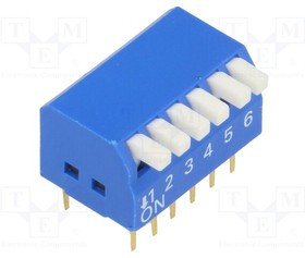 DP-06, Переключатель DIP-SWITCH, Кол-во секций 6, ON-OFF, 0,05A/12ВDC