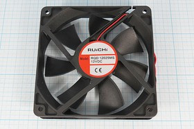 Вентилятор постоянного тока 12 Вольт, 120x120x25мм, подшипник скольжения, 2200об/мин; №ВН168S вент 120x120x25\ 12В\0,25А\2L\ ПС\RQD12025MS\