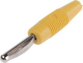 930046103, Yellow Male Banana Plug - Screw, 30 V ac, 60 V dc