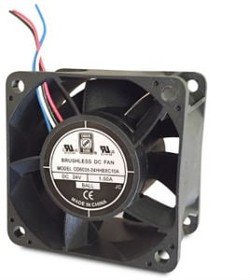 OD6038-24HHBXC10A, DC Fans Fan, High Speed/Static Pressure, 60x60x38mm, 24VDC, 86CFM, Ball, Wire, Tach/PWM