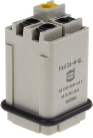 09200032634, Heavy Duty Power Connector Insert, 10A, Male, Han A Series, 3 Contacts