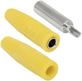 Z041 4mm Cable jack YELLOW, Гнездо Z041 4 мм, цвет изолятора желтый, под винт