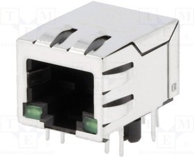 SI-60118-F, Гнездо, RJ45, PIN: 8, экранированный, с LED, Конф: 8p8c, THT
