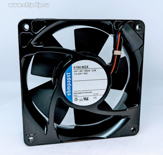 4184NGX, 4100 N Series Axial Fan, 24 V dc, DC Operation, 160m³/h, 3.3W, 119 x 119 x 38mm