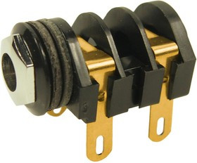 CL1299A, Телефонный аудио разъем, 6.35mm, Mono, 2 контакт(-ов), Гнездо, 6.35 мм, Монтаж в Панель, Gold