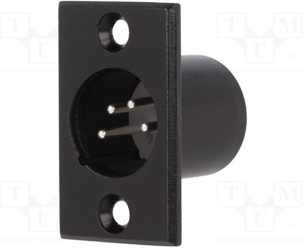 FC6126, Гнездо, XLR, "папа", PIN: 4, на панель,винтами, пайка, черный