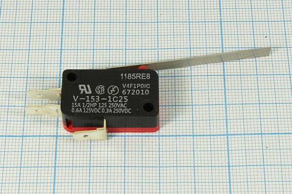 Микропереключатель, размер 29x10 x16, 16А, переключение ON-(ON), размер концевика L51/4.8, SF-6007