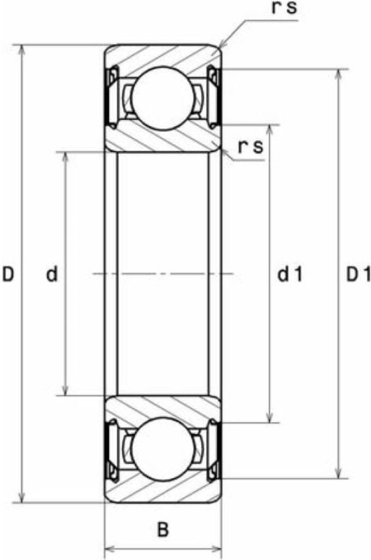 Радиальный шарикоподшипник Fuda 6008-ZZ сепаратор из листовой стали, двусторонние контактные уплотнения, 40x68x15 6008_ZZ