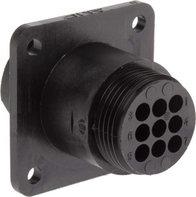 206705-1, Корпус вилки круглой на 9 контактов, крепление фланцевое на корпус