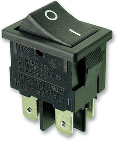 1858.1103-01, Клавишный переключатель, Выкл.-Вкл., DPST, Без Подсветки, Панель, Черный, 1858