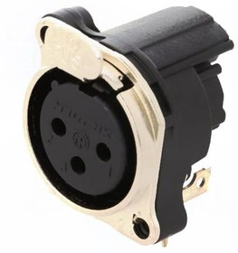 NC3FBH2, XLR Connectors 3 POS PANEL JACK XLR