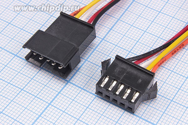 Штекер и гнездо питания GT на пять контактов с проводом длиной 0,6м(кабель межплатный), GT-05F/M; №15814 шт&amp;гн пит GT-1x 5\P2,5\каб\SM conne