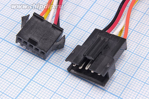 Штекер и гнездо питания GT на пять контактов с проводом длиной 0,6м(кабель межплатный), GT-05F/M; №15814 шт&amp;гн пит GT-1x 5\P2,5\каб\SM conne