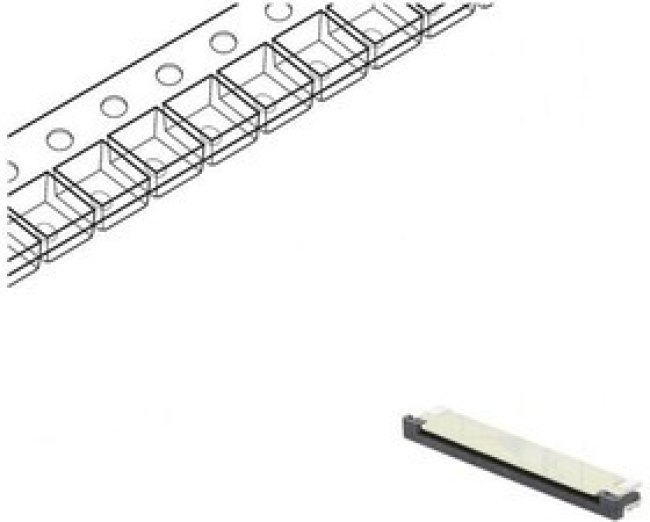 DS1020-07-24VBT1B-, Разъем: FFC (FPC); горизонтальный; PIN: 24; ZIF; SMT; луженые; 30мОм DS1020-07-24VBT1B-, Разъем: FFC (FPC); горизонтальный; PIN: 24; ZIF; SMT; луженые; 30мОм