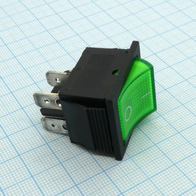 DS SC-767 OFF-ON зел 20А, 2положения клавиши, 2 группы на замыкание