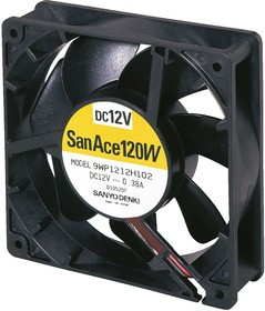 9WP1224H1011, DC Fans DC Axial Fan, 120x120x38mm, 24VDC, 99CFM, Splash Proof, Ribless, Tach, IP68