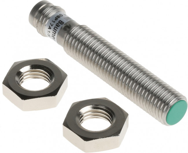 IFRM 08P17A1/S35L, Inductive Barrel-Style Proximity Sensor, M8 x 1, 2 mm Detection, PNP Output, 10 30 V dc, IP67