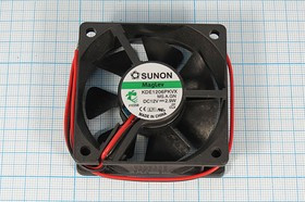 Вентилятор 60x60x20, напряжение 12В, мощность 2,9Вт, выводы 2L, подшипник ML, KDE1206PKVX SUNON