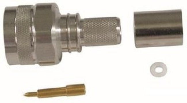 TC-400-NMH-X, RF Connectors / Coaxial Connectors N-Male (plug) crimp (solder-on pin) hex/knurl nut, no braid trim