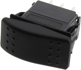 VLD1S00B-AZC00-000, Rocker Switches 2-pole, (ON) - OFF - (ON), 20A 12VDC not HP rated, Non-Illuminated, Sealed Contura II Rocker Black Switc