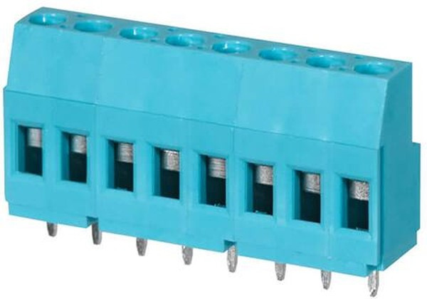 TB009-508-08BE, Fixed Terminal Blocks Terminal block, screw type, 5.08 , horizontal, 8 poles, CUI Blue, slotted screw, PCB mount