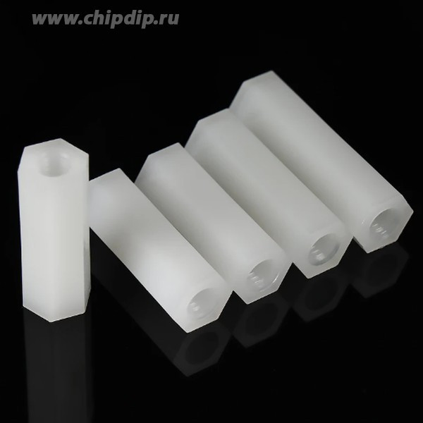 Стойка для печатных плат нейлоновая (белая) М3 высота 12мм (мама-мама)