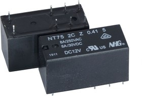 NT75-2-C-Z-8- DC12V-0.41-5.0, DC12V 8A 277VAC (2 Form C) (AgSNO2) 0.41W / NT75-2-C-Z-8- DC12V-0.41-5.0