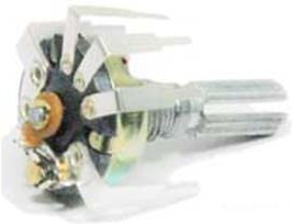 Резистор переменный, поворотный 50кОм, линейность B, ширина 17мм, вал и размеры KC6x20, YRV-117S3.B5