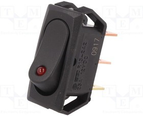 R13-242L-01-BBR, ROCKER; SPST; Pos: 2; ON-OFF; 25A/12VDC; black; LED,point; 12VDC R13-242L-01-BBR, ROCKER; SPST; Pos: 2; ON-OFF; 25A/12VDC; black; LED,point; 12VDC