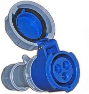 Разъем питания AC розетка, 1P+N+E, 250 B, 16 A, на кабель,IP67, HTN2131