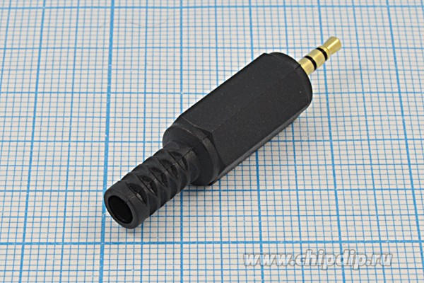 Вилка 2.5 стерео, контакты 3C[Au], монтаж кабель, пластик хвост, марка AP-350G