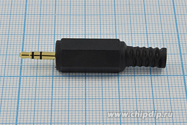 Вилка 2.5 стерео, контакты 3C[Au], монтаж кабель, пластик хвост, марка AP-350G