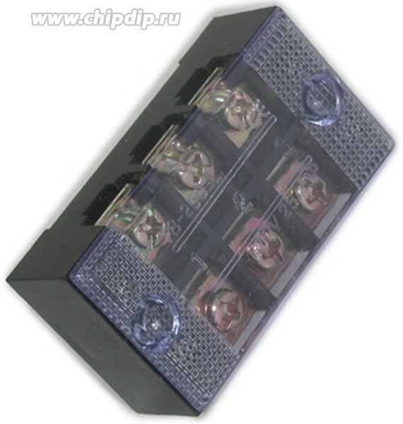 TB-2503, Клеммная колодка винтовая с крышкой , 6 контактов, М4, 25 А, 600 В, 10 AWG, 6 мм2, корпус пластик модифицированный TB-2503, Клеммная колодка винтовая с крышкой , 6 контактов, М4, 25 А, 600 В, 10 AWG, 6 мм2, корпус пластик модифицированный