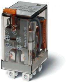 56.32.8.048.2000, Миниатюрное силовое электромеханическое реле; монтаж в розетку или наконечники Faston (4.8х0.5мм); 2CO 12A; контакты AgCdO