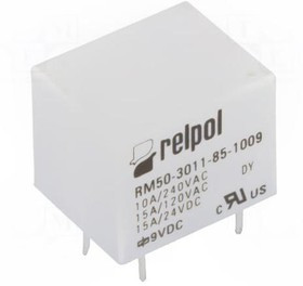 RM50-3011-85-1009, Реле электромагнитное, SPDT, Uобмотки 9ВDC, 10А, макс.277ВAC