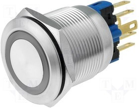 V22-21R-12B-S, Переключатель: антивандальный, Пол: 2, SPST-NO + SPST-NC, IP65