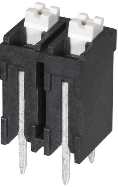 TBLH10V-500-02BK, Fixed Terminal Blocks Terminal block, screwless, High Temp, 5.00, Vertical, 2, Black w Gray Button