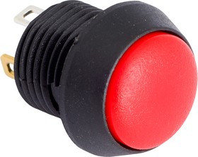 Pushbutton, 1 pole, black, illuminated (red), 0.4 A/32 V, mounting Ø 12 mm, IP67, FL12LR5