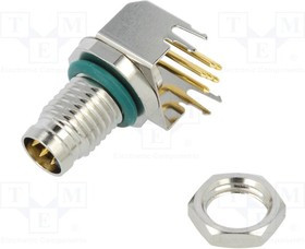 M8AS-06PMMR-SF8001, Разъем: M8, "папа", PIN: 6, угловой 90°, на PCB, гнездо, 1,5А, IP68