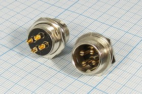 Разъем микрофонный MIC16 вилка, контакты 4P, монтаж на блок, М16, MC903-4P