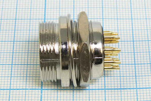 Разъем микрофонный MIC19 вилка, контакты 12P, монтаж на блок, М19, CJ213-12P