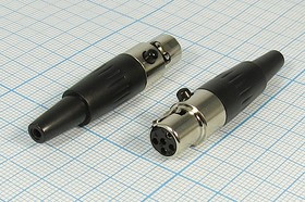 Гнездо микрофонное miniXLR на кабель, 5 контактов, B8.5мм, MC981-5P; Q-2831 гн мик miniXLR\5P\каб\ B8,5\\MC981-5P