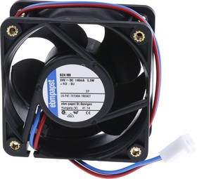 624HH-RS0, 620 Series Axial Fan, 24 V dc, DC Operation, 56m³/h, 3.6W, 60 x 60 x 25mm 624HH-RS0, 620 Series Axial Fan, 24 V dc, DC Operation, 56m³/h, 3.6W, 60 x 60 x 25mm