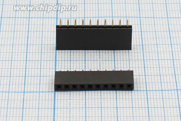 Разъем PBS-1x10 розетка, шаг P2.54, контакты 10P, h-8.4, монтаж на плату