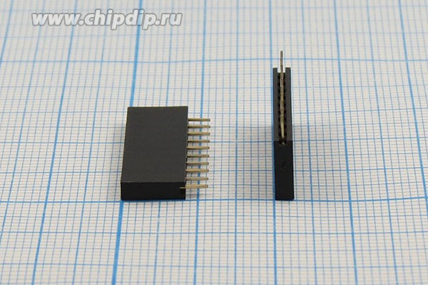 Разъем PBS-1x10 розетка, шаг P2.54, контакты 10P, h-8.4, монтаж на плату