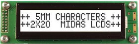 MC22005A6W-FPTLW3.3-V2, Буквенно-цифровой ЖКД, 20 x 2, Черный на Белом, 3.3В, Параллельный, Английский, Японский MC22005A6W-FPTLW3.3-V2, Буквенно-цифровой ЖКД, 20 x 2, Черный на Белом, 3.3В, Параллельный, Английский, Японский