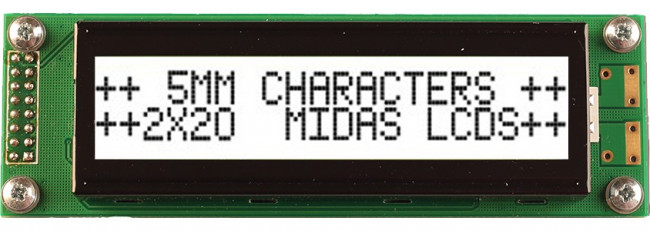 MC22005A6W-FPTLW3.3-V2, Буквенно-цифровой ЖКД, 20 x 2, Черный на Белом, 3.3В, Параллельный, Английский, Японский MC22005A6W-FPTLW3.3-V2, Буквенно-цифровой ЖКД, 20 x 2, Черный на Белом, 3.3В, Параллельный, Английский, Японский