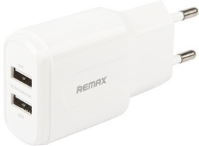 Блок питания (сетевой адаптер) с 2 USB выходами REMAX RP-U22 ток зарядки 2,4А + кабель Micro USB бел