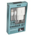 Блок питания (сетевой адаптер) с 2 USB выходами REMAX RP-U22 ток зарядки 2,4А + кабель Micro USB бел